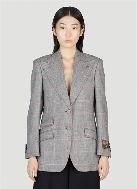 gucci la maison de l amour|Gucci Women's' Maison De L'Amour Check Blazer in Grey .